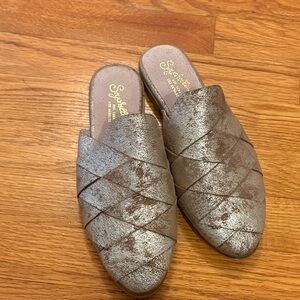 Seychelles Shimmery Taupe Braided Slip-On Mules